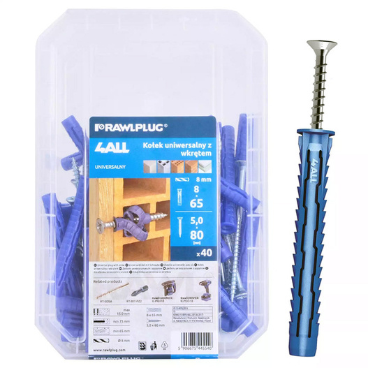 Kołek uniwersalny 4ALL 8x65mm z wkrętem 40szt