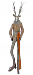 Renifer metalowy srebrny z pomarańczowymi nartami 77,5 cm
