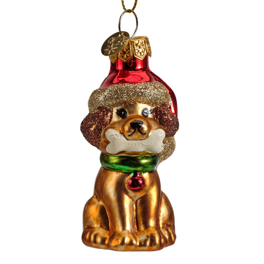 Bombka szklana 1sztuka Pies złoty/biały/brąz 3wzory 7cm