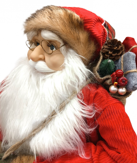 Mikołaj czerwony sztruks z workiem prezentów 120 cm