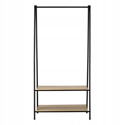 Wieszak garderobiany metalowy czarny z dwiema półkami 80×40×160 cm