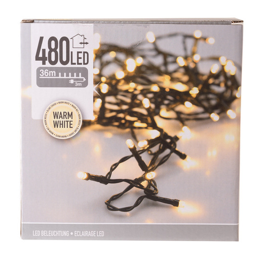 Lampki wewnętrzne i zewnętrzne 480LED biały ciepły 36m 