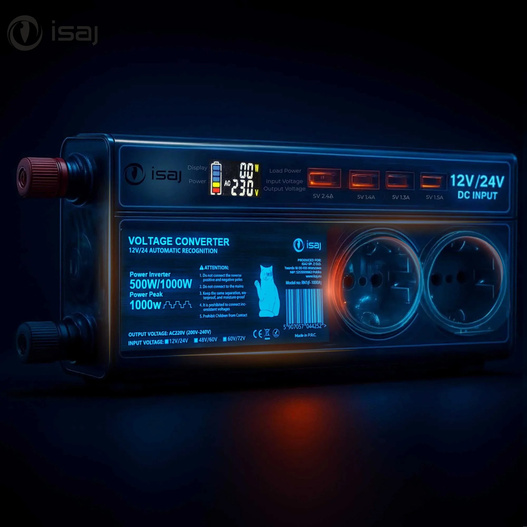 Przetwornica Isaj Rn1 12v 24v 230v Samochodowa Inwerter 500W 1000W USB