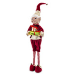 Elf aksamit czerwony stojący z prezentami 72cm