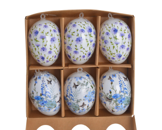 Pisanki białe we wzory w pudełku 6 sztuk