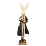 Figurka Królik ON biało-czarny płaszcz przycierany złotem 46,5cm