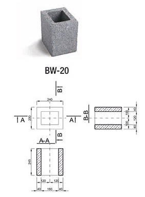 Pustak wentylacyjny 1 kanałowy BW20 Wulkan