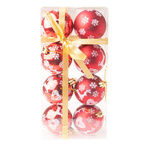 Bombki czerwone brokatowe renifer/serce/śnieżynka 6 cm 8 sztuk