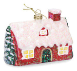 Bombka choinkowa domek z choinkami 8cm