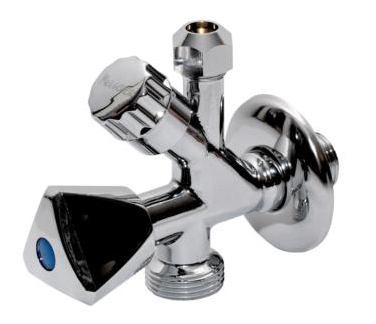 Zawór kątowy grzybkowy 1/2x3/4x3/8 z nakrętką Tyc