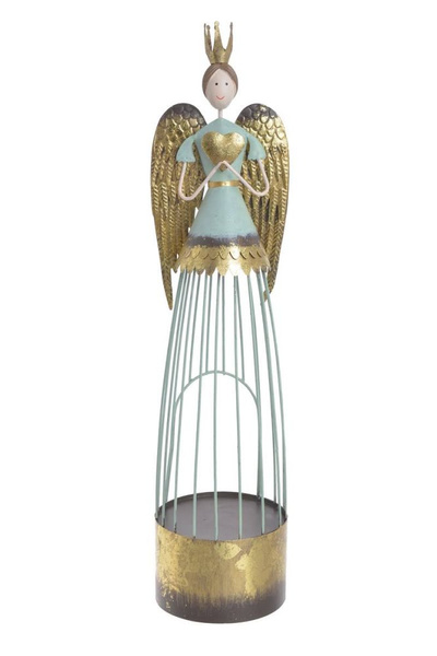 Anioł miętowy złote skrzydła na T-light 53cm