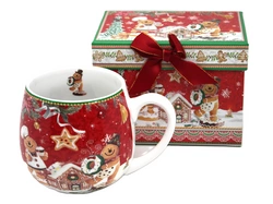 Kubek Ciastek przy domku z piernika czerwony beczułka w pudełku 450ml