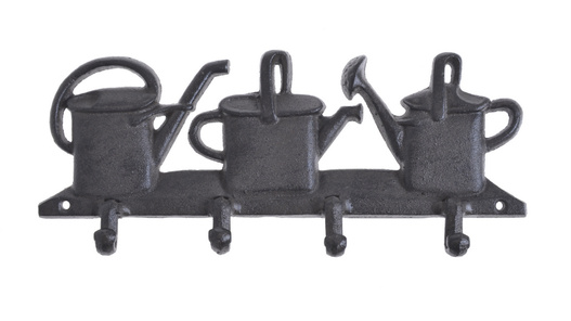 Wieszak żeliwny 4-haczyki konewka - brązowy