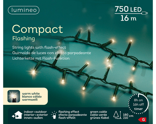Lampki zew/wew compact 750Led Flesz 16m zielony/ biały ciepły na 1,8-2,1m choinkę
