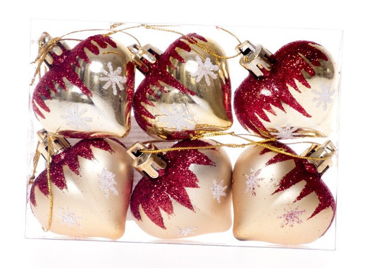 Bombka choinkowa serce złota 6 sztuk 4cm