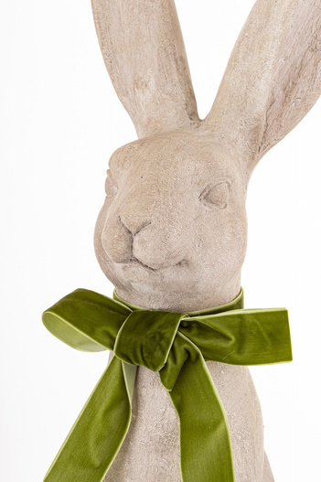Królik beton szary z zieloną kokardą 80cm