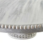 Patera drewniana biała przycierana na nóżce z kulkami fi 36cm 