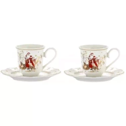 Filiżanki espresso ze spodkiem Mikołaj na saniach 90 ml 2 sztuki