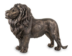 Lew brązowy przycierany złotem 34x51cm