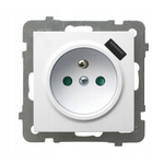 Gniazdo pojedyncze Ospel As z uziemieniem i wejściem USB białe