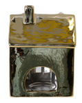 Domek T-light ceramiczny złoty duży lampion świecznik 13x10x19cm