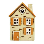 Domek Holenderski na T-light ceramika beżowy pomarańczowe okiennice 17cm