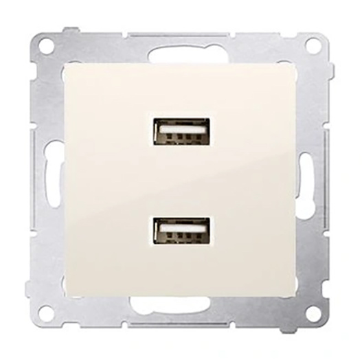 Simon 54 Ładowarka 2xUSB 2.1A 5V/DC krem