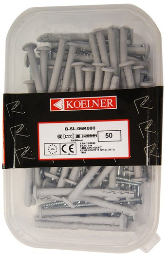 Kołek do wbijania z kołnierzem 6x80 mm 50 sztuk