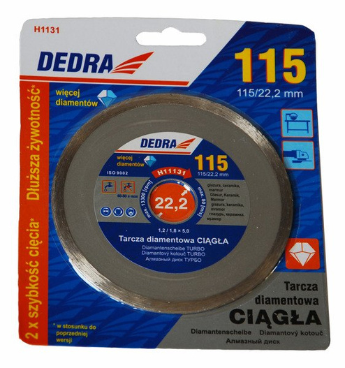 Tarcza diamentowa ciągła do cięcia 115mm DEDRA