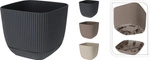 Doniczka PVC kwadratowa z podstawką 20x20 plis czarny/brązowy/beż owy