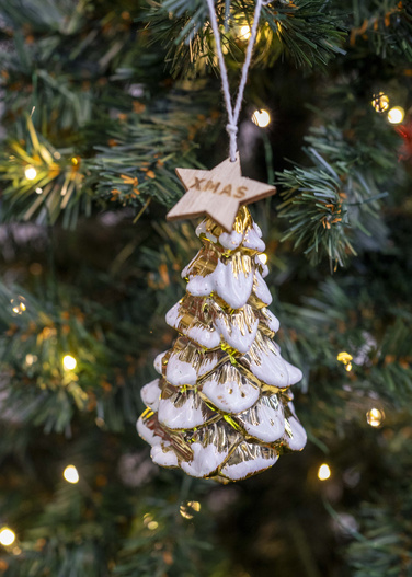 Zawieszka choinka czerwona/zielona/srebrna/złota 12cm