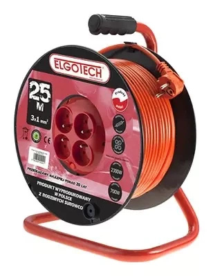 Przedłużacz bębnowy 4 gniazda 25m przewód 