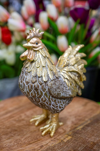 Figurka kogut brązowo-złote pióra 17cm