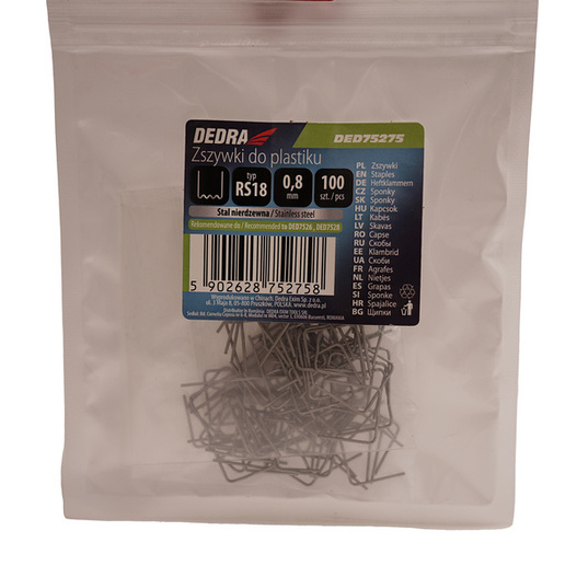 Zszywki do plastiku Fala RS18 100sztuk Dedra