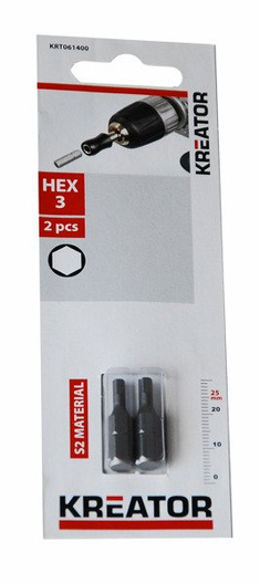 Końcówka Bit HEX3 25mm 2szt Kreator