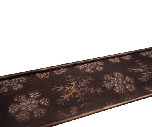 Taca metal złota, śnieżyki na nóżkach z ptaszkami 66x20cm