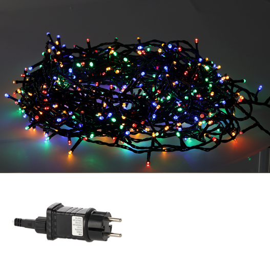 Lampki zewnętrzne/wewnętrzne 500 Led multicolor zimny flash 25m+3m zasilacz