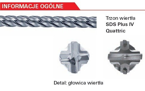 Wiertło SDS Plus  IV QUATTRIC Zentro Plus 8x210