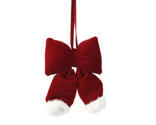 Zawieszka Kokarda aksamitna czerwona z białym futerkiem 26 cm