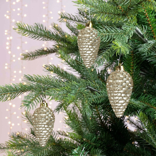 Bombki Szyszki szampańskie 8cm 6sztuk