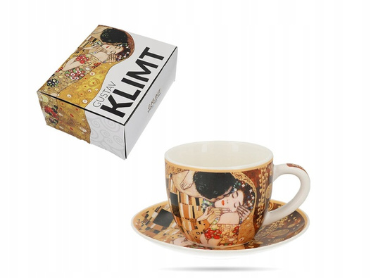 KLIMT Filiżanka ze spodkiem espresso 80ml Pocałunek w pudełku Carmani