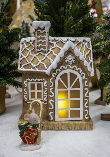 Domek LED ceramiczny piernikowy 32x23x11cm