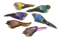 Ptaszki dekoracyjne na klipsie 9cm 12 sztuk mix kolorów