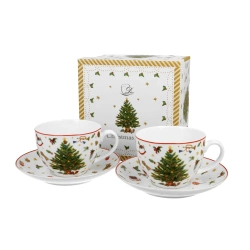 Filiżanki 2sztuki ze spodkami Choinka w pudełku 220ml 