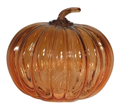 Dynia szklana pomarańczowa mała LED 15 cm