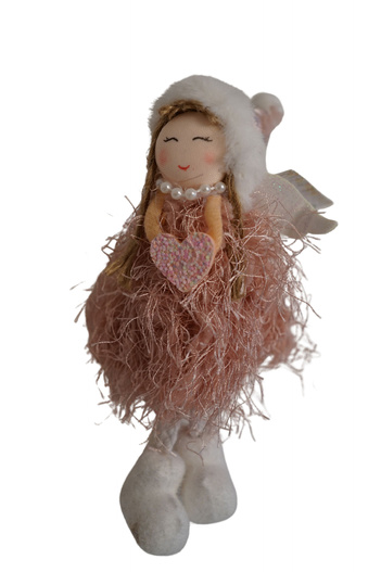 Zawieszka Anioł w sukience zielonej/białej/różowej 20cm 1 sztuka