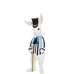 Figurka Królik ON w czarno-białym fraku złota laska 29,5 cm