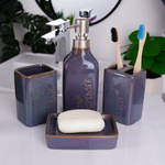 Komplet akcesoriów łazienkowych 4 elementy granat