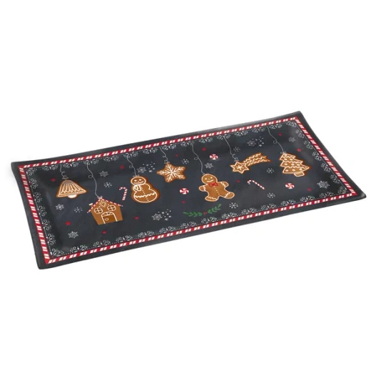 Patera szklana czarna pierniczki 36x17 cm