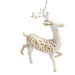 Zawieszka perłowy, ażurowy renifer 17cm